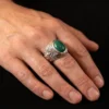 Dar Talisman — turquoise ring — Turquoise Prosperity Intention Ring — Worn on Hand Dar Talisman — turquoise ring — Turquoise Prosperity Intention Ring — ring worn on a hand