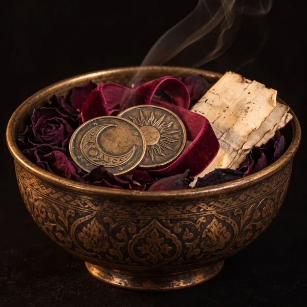 Dar Talisman — Succubus and Incubus Kiss Ritual Service — on a black background
