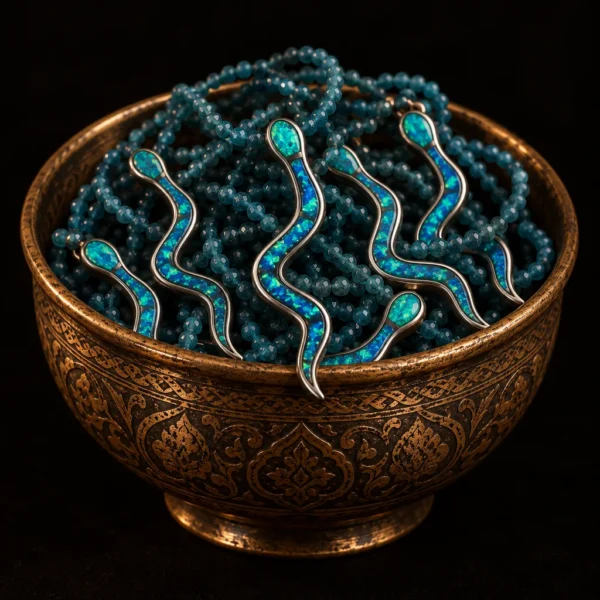 Dar Talisman — ifrit djinn prosperity intention necklace — Ifrit Jinn Prosperity Intention Necklace — Black Background Dar Talisman — ifrit djinn prosperity intention necklace — Ifrit Jinn Prosperity Intention Necklace — on a black background