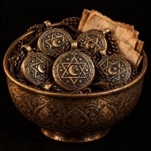 Dar Talisman — Secret Prayer Amulet — on a black background
