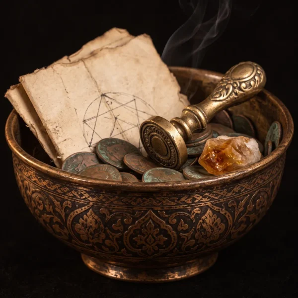 Dar Talisman — djinn prosperity intention ritual enquiry — Jinn Prosperity Intention Ritual Enquiry — on a black background