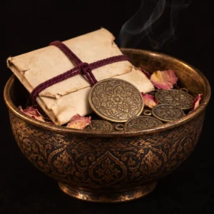 Dar Talisman — Open Heart Intention Amulet — on a black background