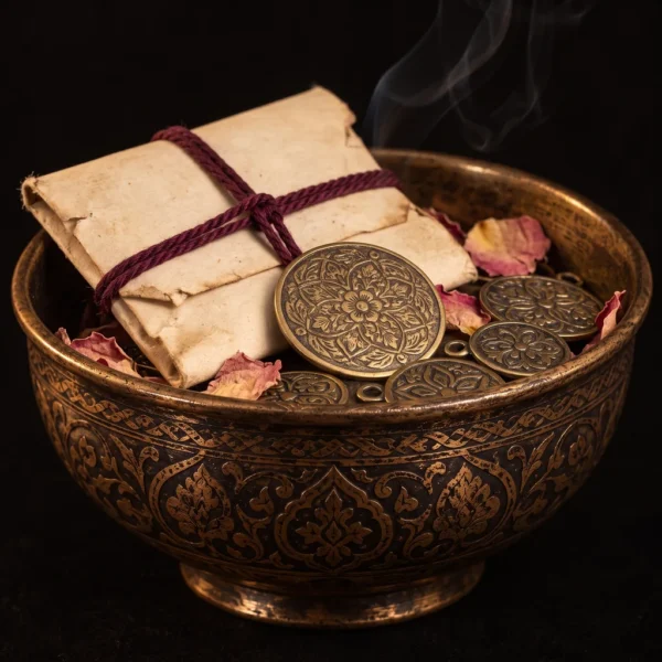 Dar Talisman — Open Heart Intention Amulet — on a black background