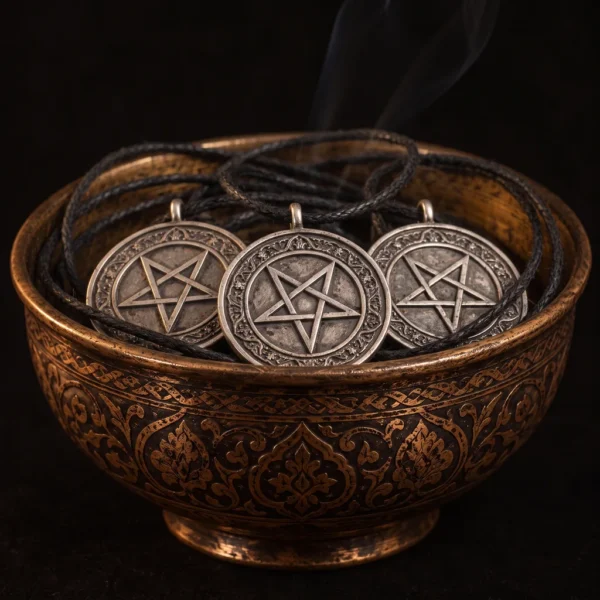 Dar Talisman — Satanic Symbolism Amulet — on a black background
