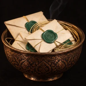 Dar Talisman — quranic verse protection & prosperity amulet (muska) — Quranic Verse Protection & Prosperity Amulet (Muska) — on a black background