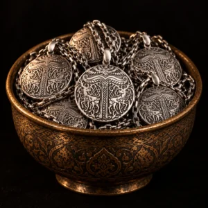 Dar Talisman — Spiritual Protection Necklace — on a black background