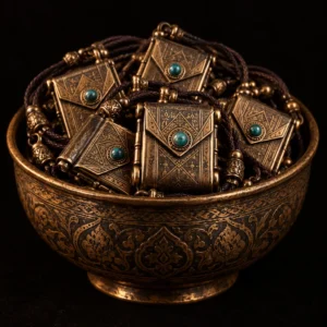 Dar Talisman — Prosperity Intention Amulet — on a black background