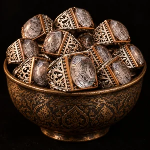 Dar Talisman — djinn ring — Qarn al-Jinn Jinn Prosperity Intention Ring — on a black background
