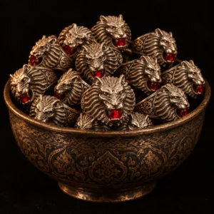 Dar Talisman — djinn ring — Jinn Khodam Protection Ring — on a black background