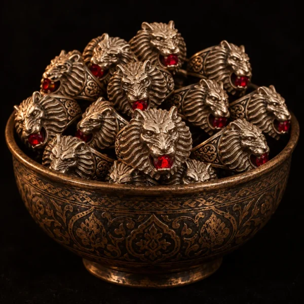 Dar Talisman — djinn ring — Jinn Khodam Protection Ring — on a black background