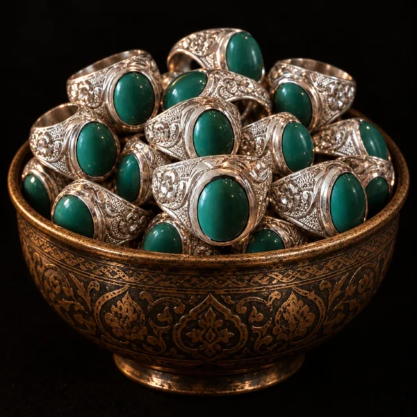 Dar Talisman — turquoise ring — Turquoise Prosperity Intention Ring — Black Background Dar Talisman — turquoise ring — Turquoise Prosperity Intention Ring — on a black background