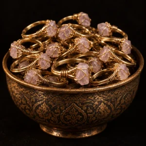 Dar Talisman — djinn ring — Jinn Rose Ring — on a black background