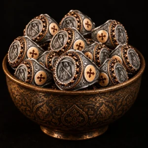 Dar Talisman — djinn ring — Angel Jinn Ring — on a black background