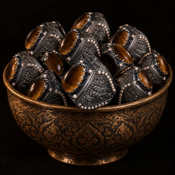Dar Talisman — djinn ring — Jinn Love Intention Ring — on a black background